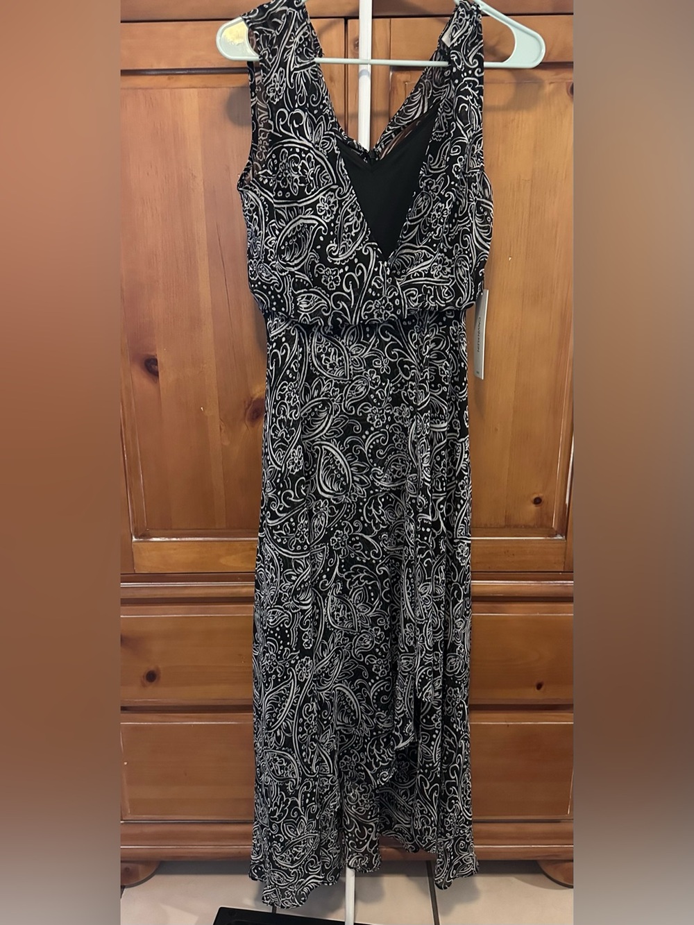 Calvin Klein Black and White Paisley Maxi Dress
